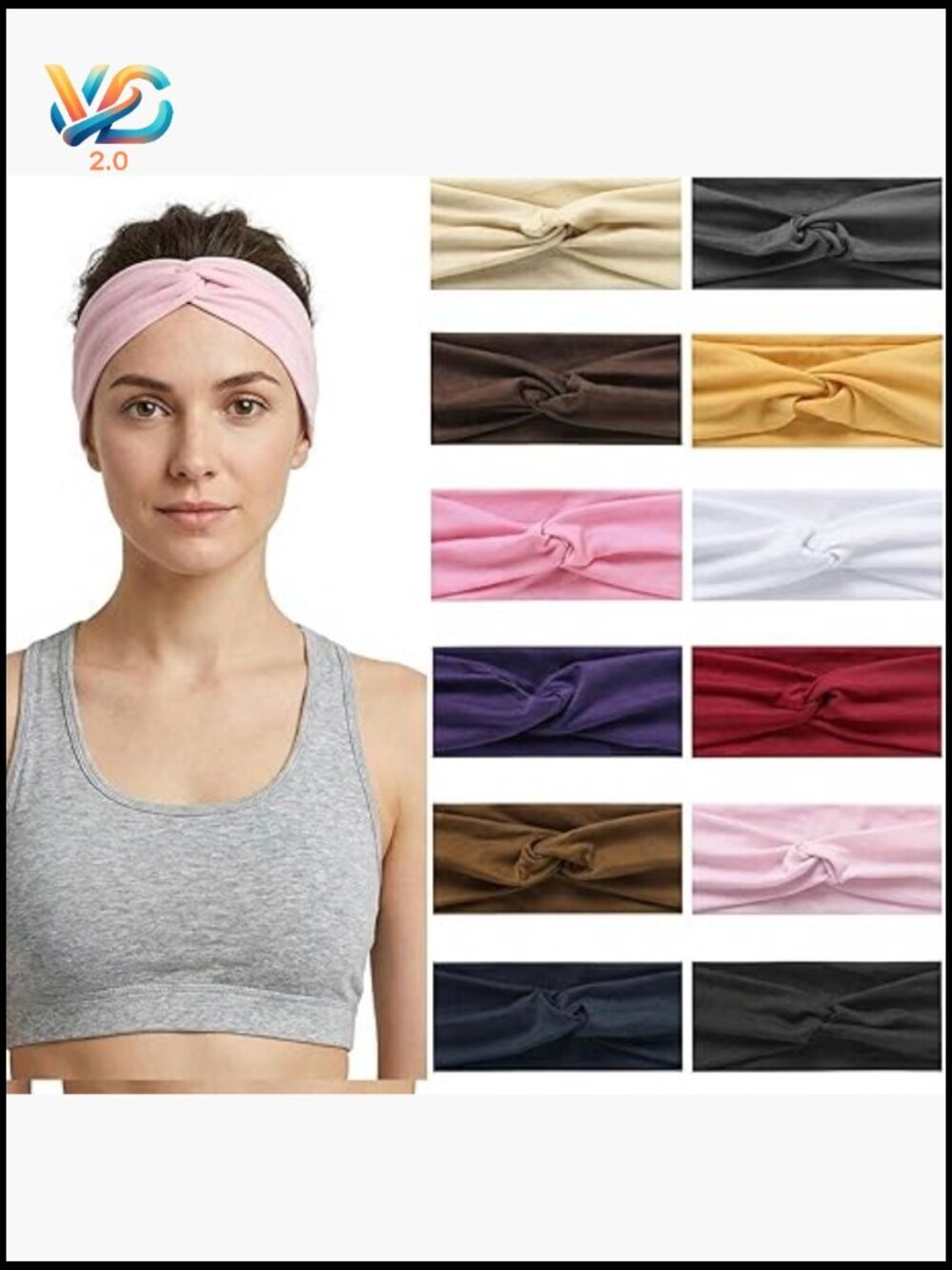 12 Pack Stretchy Sport Headbands Soft Twist Knotted Yoga Workout